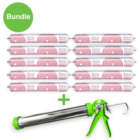 10 x Bona Quantum Sausages 1kg (600ml) + Adhesive Gun 600ml - Wiltshire Wood Flooring Supplies