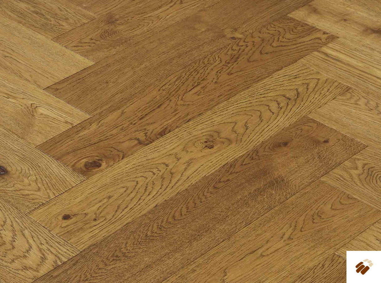 Oak Herringbone Flooring - 120mm – Chatsworth - Cognac Oak - Character
