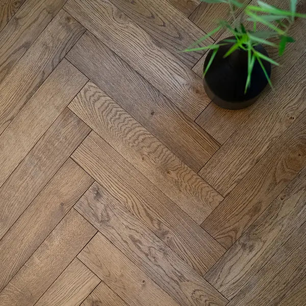 Staki Walnut Herringbone Rustic Oak LED Oil (0.80sqm pack) - Wiltshire Wood Flooring Supplies