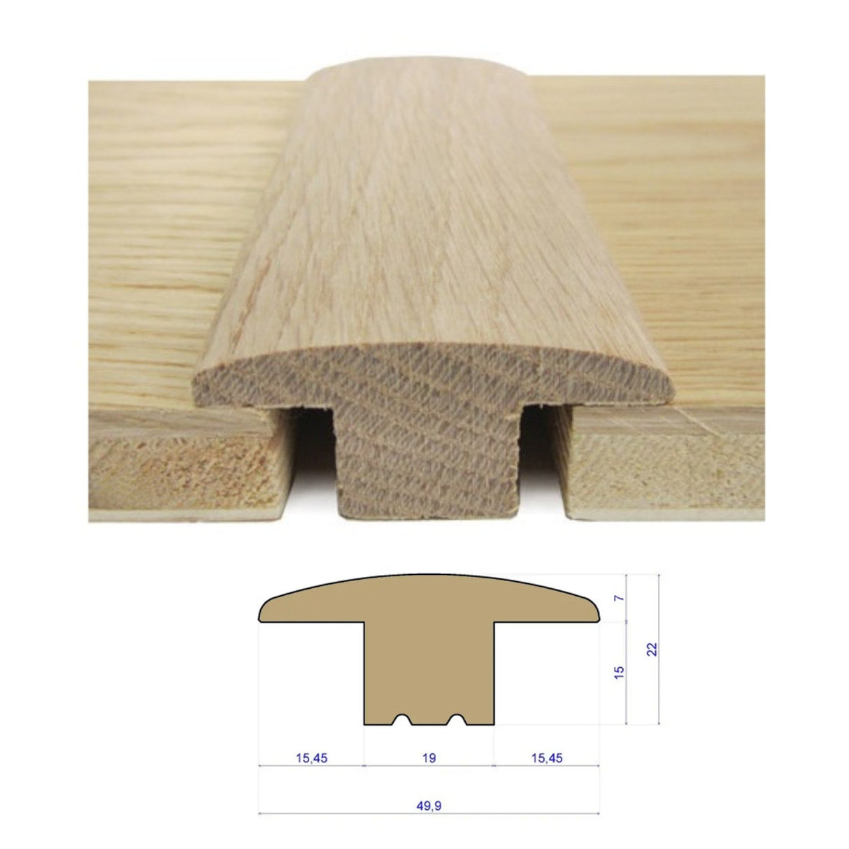 T - Section - Solid Oak Thresholds - Wiltshire Wood Flooring Supplies