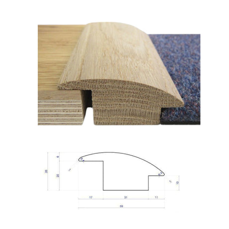 Wood To Carpet - Solid Oak Reducer Threshold - Wiltshire Wood Flooring Supplies