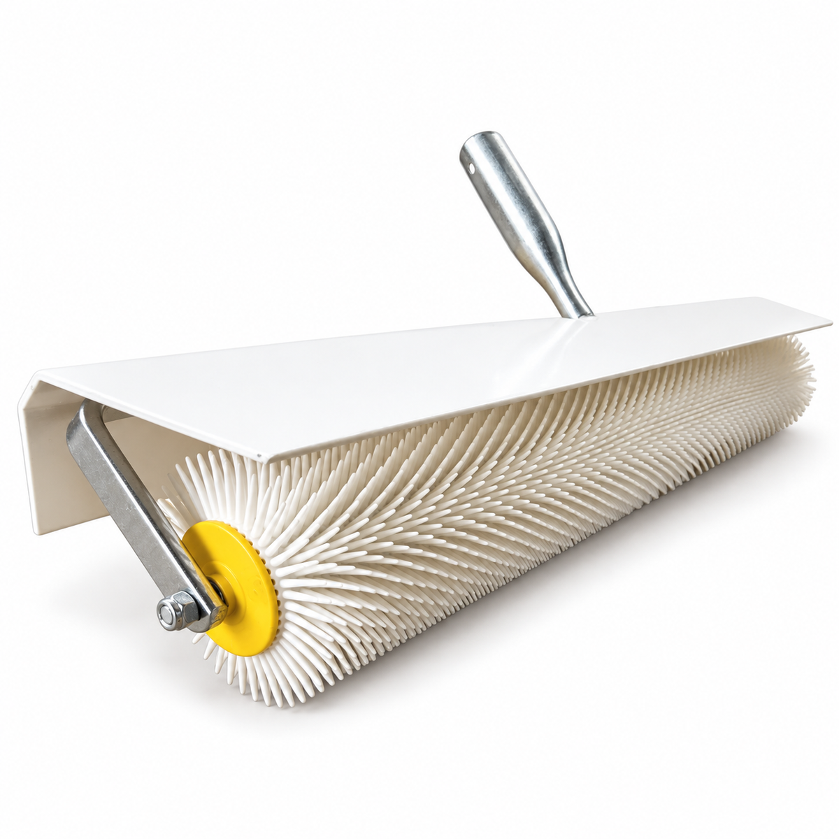 XEPA spiked screed roller with white splash guard and metal frame, without extension pole