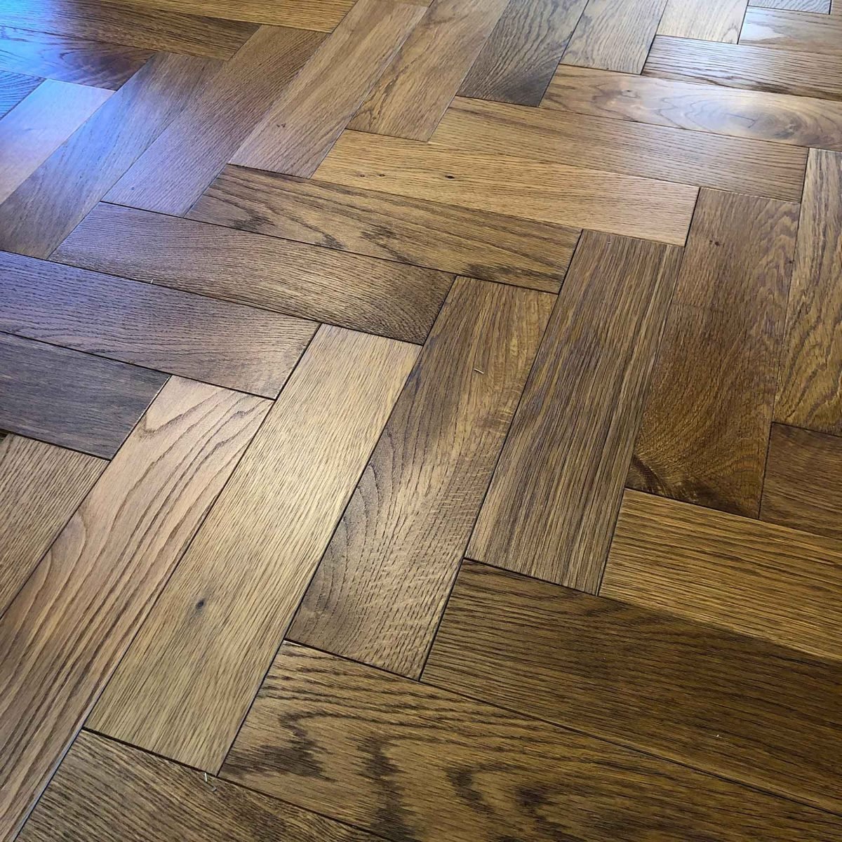 ZB201 Smoked Oak Herringbone (Price Per Pack) - Wiltshire Wood Flooring Supplies