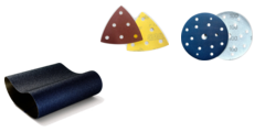 Floor sanding belts, triangular abrasive sheets and sanding discs