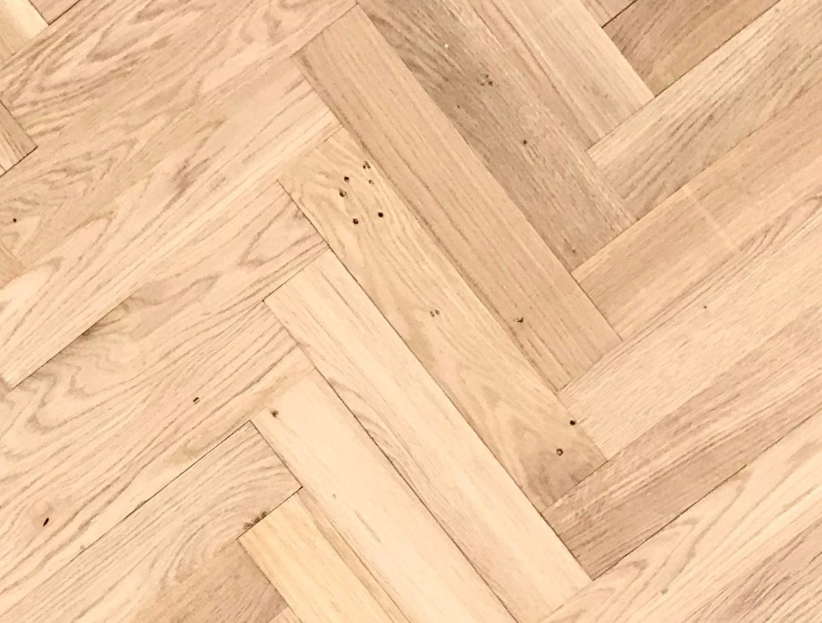 Bedlington Solid Oak Parquet - Unfinished Rustic – 22 × 70 × 350mm