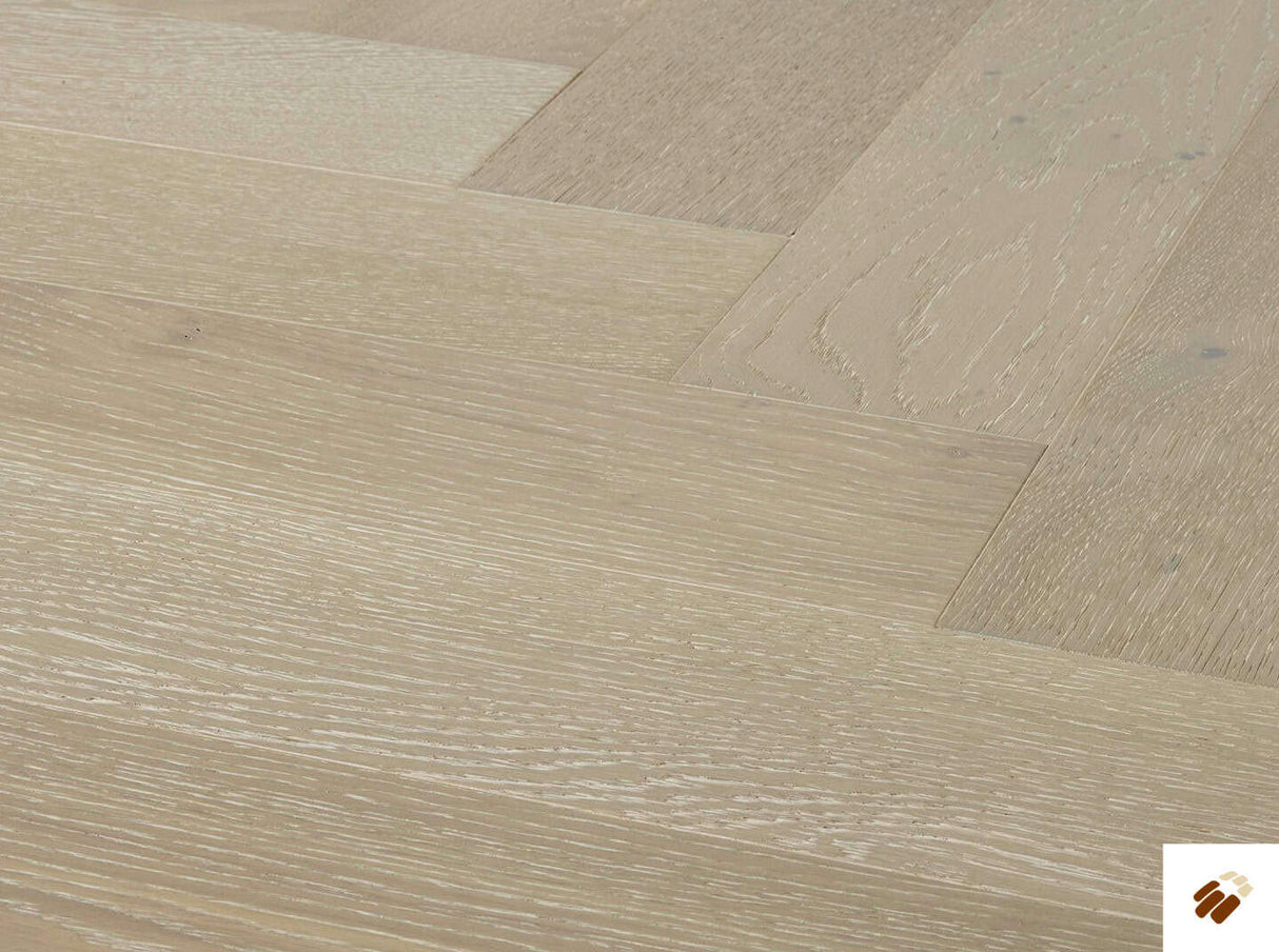 Oak Herringbone Flooring - 120mm – Witley - Ice White Oak - Select