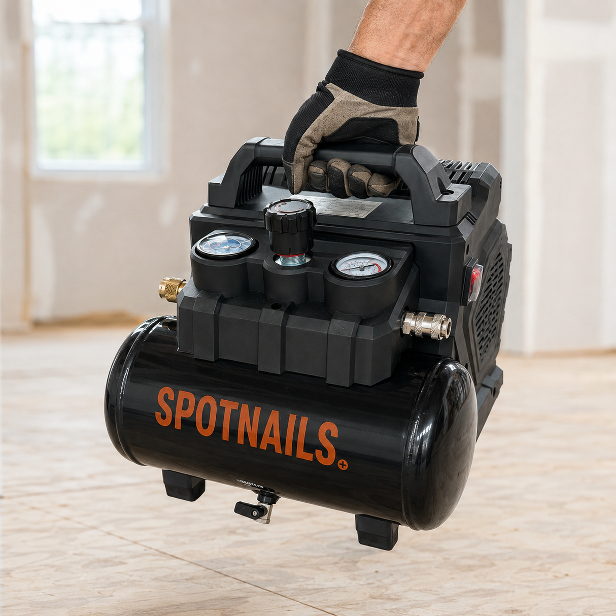 Spotnails Compact Silent 18V Cordless Air Compressor – 6L