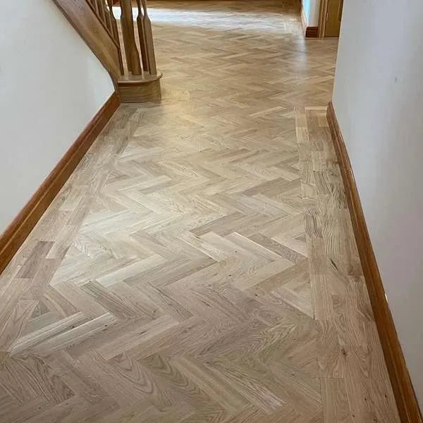 Solid European Oak Herringbone - 70mm – Rustic Smoked and Tumbled - Smoked Tumbled Oak