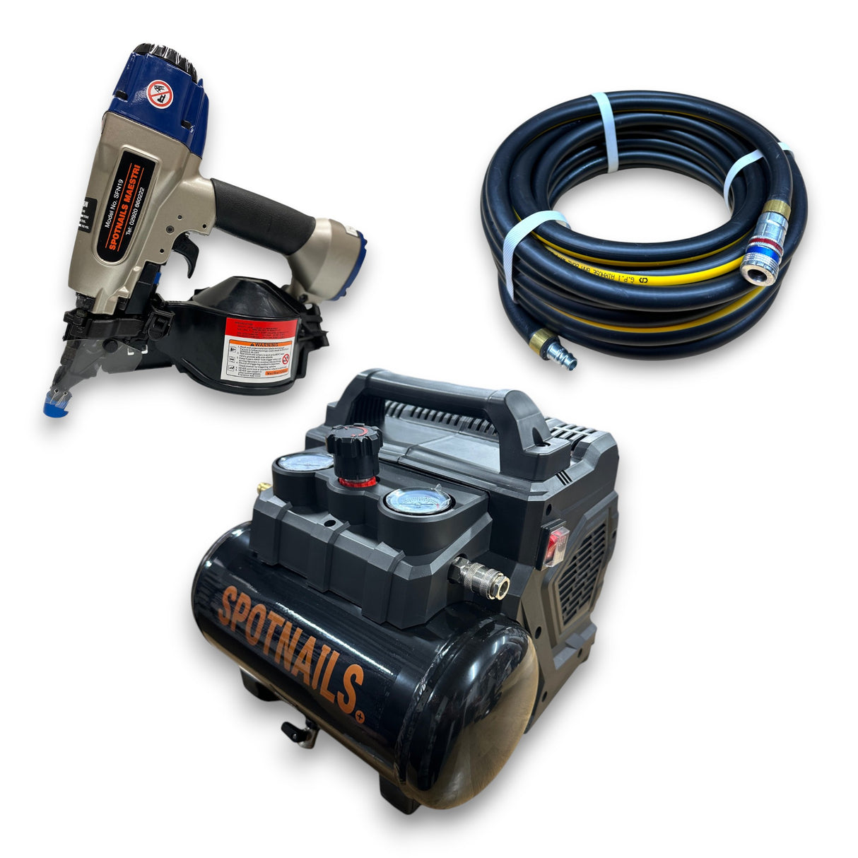 Spotnails SFN19 Coil Nailer & SFC240 Low Noise Compressor Kit