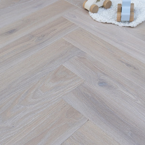 Staki White Brushed Herringbone Rustic LED Oil (0.80sqm pack) - Image 2