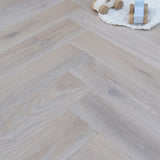 Staki White Brushed Herringbone Rustic Oak LED Oil (0.80sqm pack)