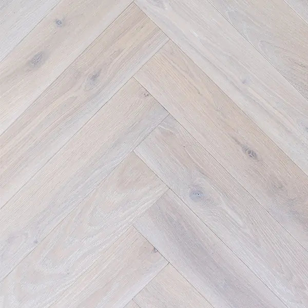 Staki White Brushed Herringbone Rustic Oak LED Oil (0.80sqm pack)