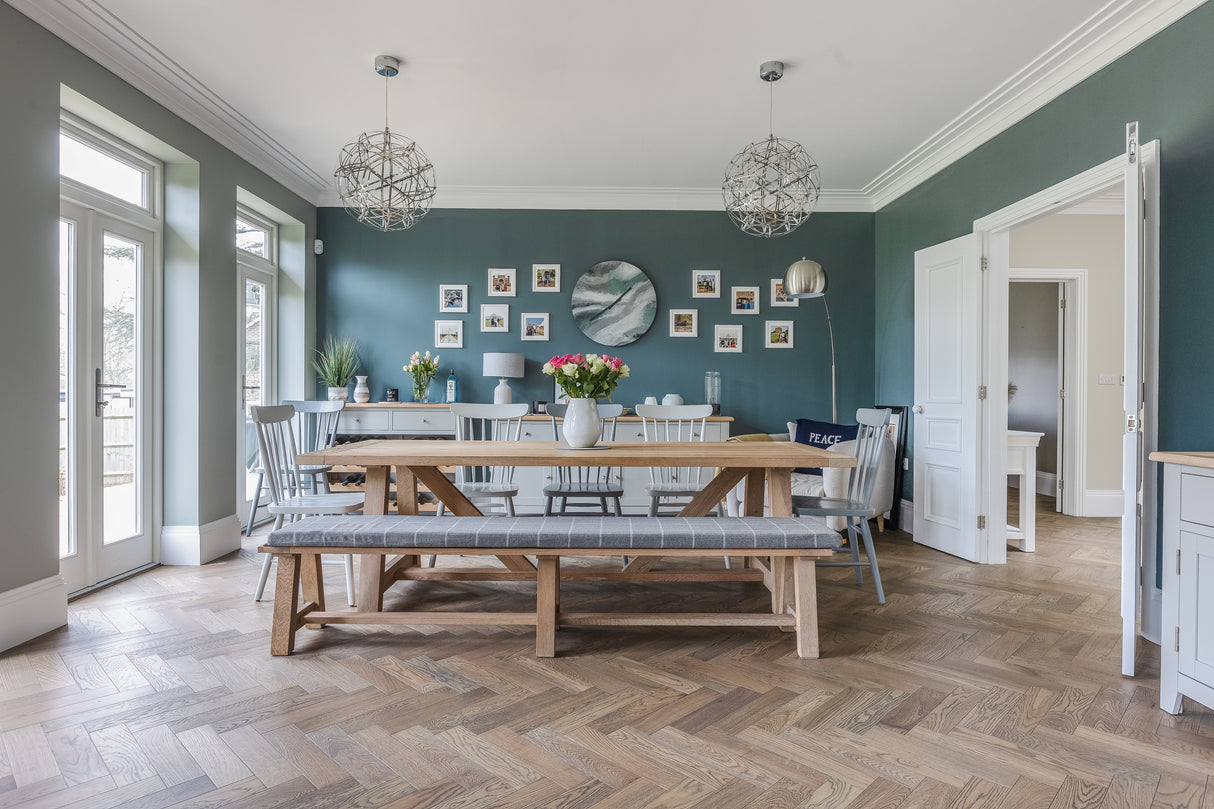 Deco Frozen Umber herringbone in an open plan kitchen