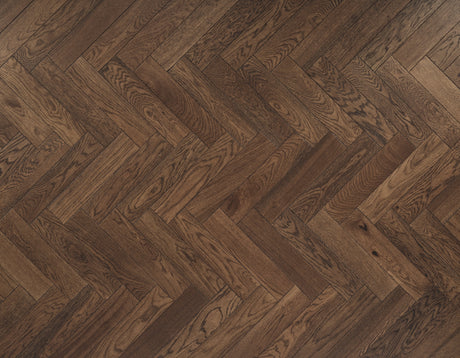 V4 Deco Tannery Brown herringbone wood floors