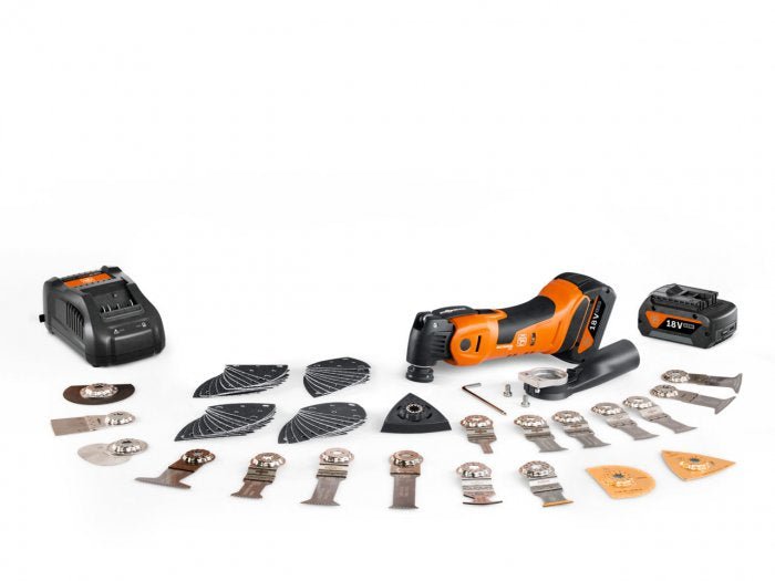 Fein AMM700 Max Top AS 18V 4.0Ah 60pc BL Oscillating Multi Tool Kit AMPShare - Wiltshire Wood Flooring Supplies