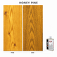 Morrells Light Fast Wood Stain 100ml sample in Honey Pine with indicative appearance on pine and oak
