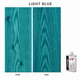 Morrells Light Fast Wood Stain 100ml sample in Light Blue with indicative appearance on pine and oak
