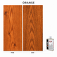 Morrells Light Fast Wood Stain 100ml sample in Orange with indicative appearance on pine and oak