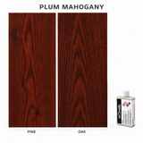 Morrells Light Fast Wood Stain 100ml sample in Plum Mahogany with indicative appearance on pine and oak