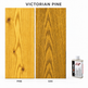Morrells Light Fast Wood Stain 100ml sample in Victorian Pine with indicative appearance on pine and oak