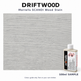Morrells SCANDI Driftwood wood stain 100ml sample with indicative stained wood colour