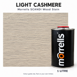 Morrells SCANDI Light Cashmere wood stain 1L with indicative stained wood colour