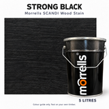 Morrells SCANDI Strong Black wood stain 5L tin with indicative stained wood colour