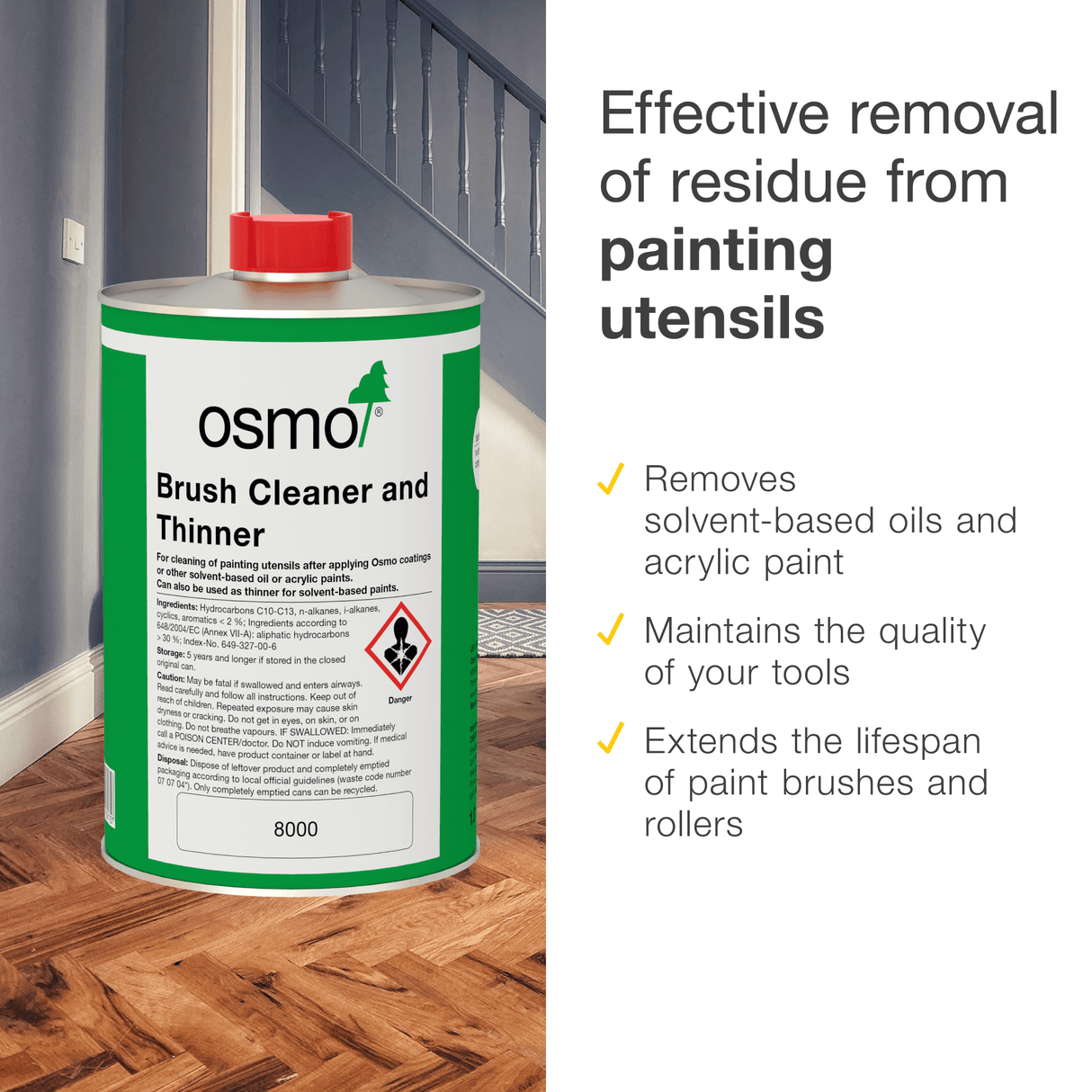 Osmo Brush Cleaner and Thinner (8000) 1L - Wiltshire Wood Flooring Supplies