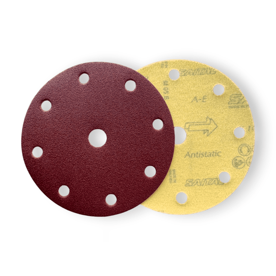 Sait 150mm 8+1 Hole Aluminium Oxide Hook & Loop Velcro Backed Sanding Discs