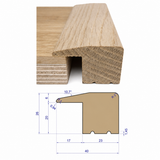 Solid oak L-section threshold with a 20 mm rebate and 40 mm overall width