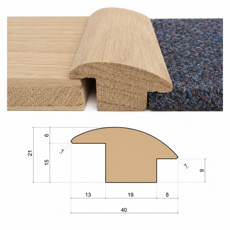 Wood To Carpet - Solid Oak Reducer Threshold