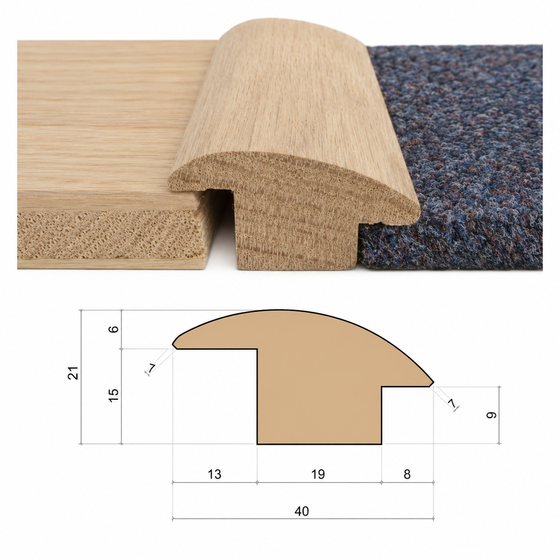 Wood To Carpet - Solid Oak Reducer Threshold