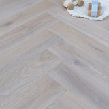 Staki White Brushed Herringbone Rustic Oak LED Oil (0.80sqm pack) - Wiltshire Wood Flooring Supplies