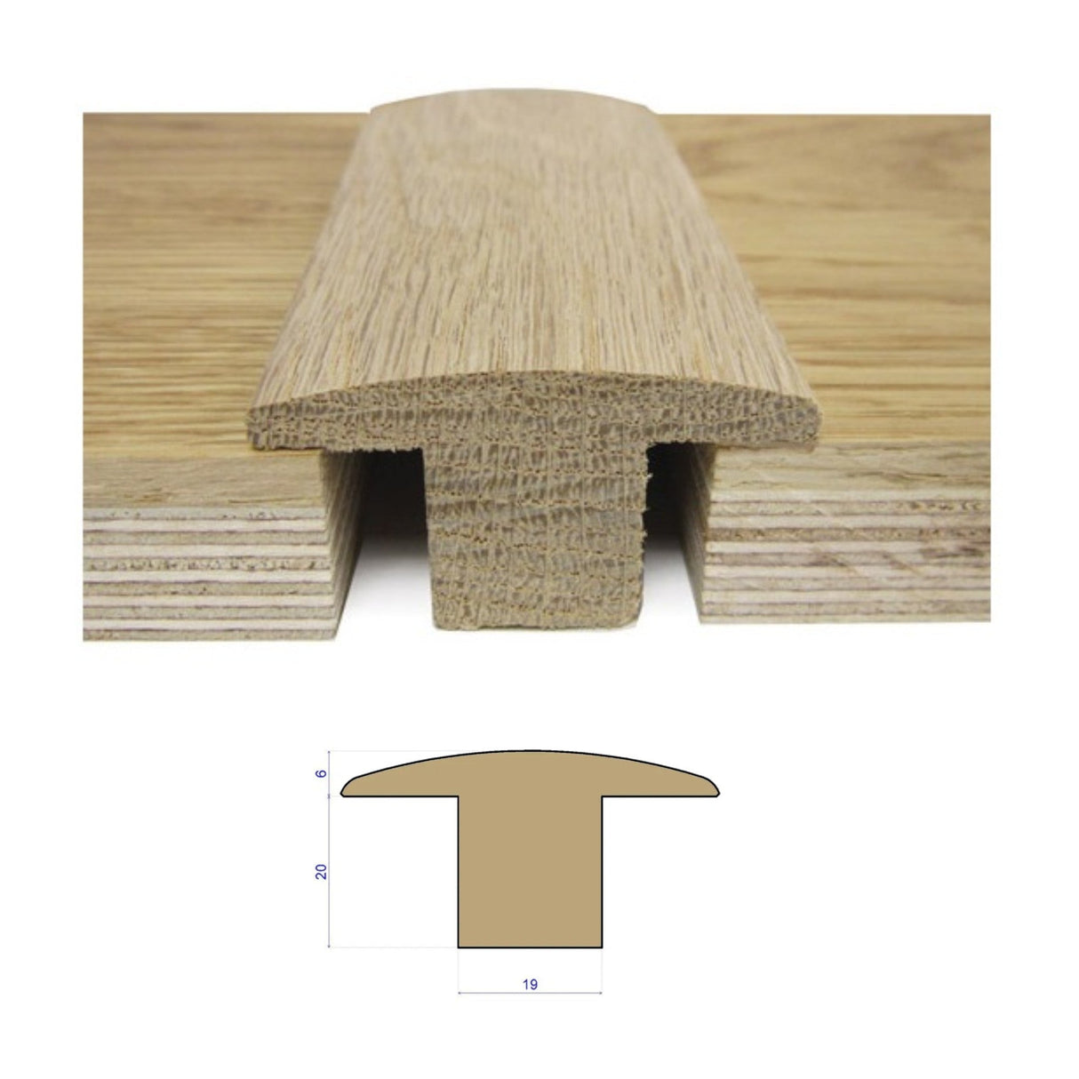 T - Section - Solid Oak Thresholds - Wiltshire Wood Flooring Supplies