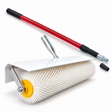 XEPA spiked screed roller with red extension pole and black push-fit adaptor