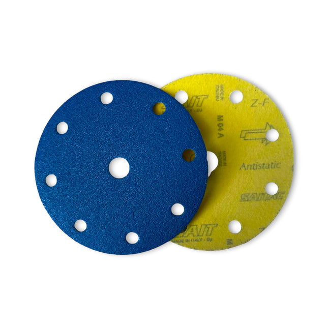 Sait 150mm 8+1 Hole Zirconia Hook & Loop Velcro Backed Sanding Discs - Wiltshire Wood Flooring Supplies
