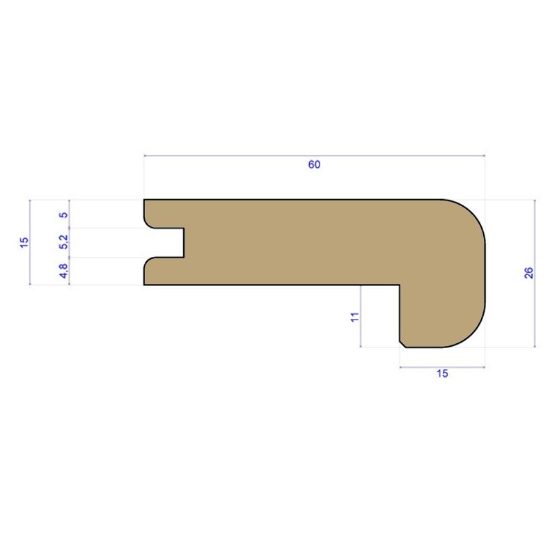 Solid Oak T&G Nosing 60x26mm - 15mm Floors - 2.7m - Wiltshire Wood Flooring Supplies