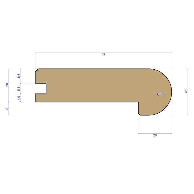 Solid Oak T&G Nosing 82x28mm - 20mm Floors - 2.7m - Wiltshire Wood Flooring Supplies