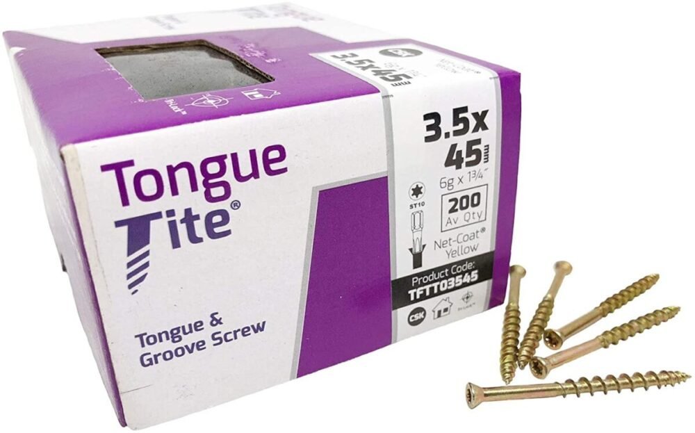 Tongue - Tite Tongue and Groove Screw 3.5 x 45mm Torx Drive Zinc Yellow (Box of 200) - Wiltshire Wood Flooring Supplies