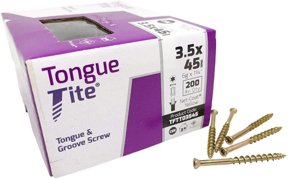 Tongue-Tite Tongue and Groove Screw 3.5 x 45mm Torx Drive Zinc Yellow (Box of 200) - Wiltshire Wood Flooring Supplies